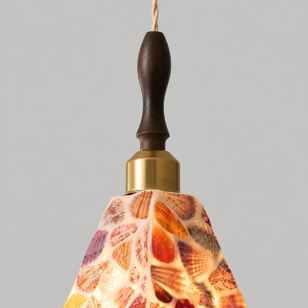 Lampa wisząca Cabana D129 z kloszem i szczegółami mocowania