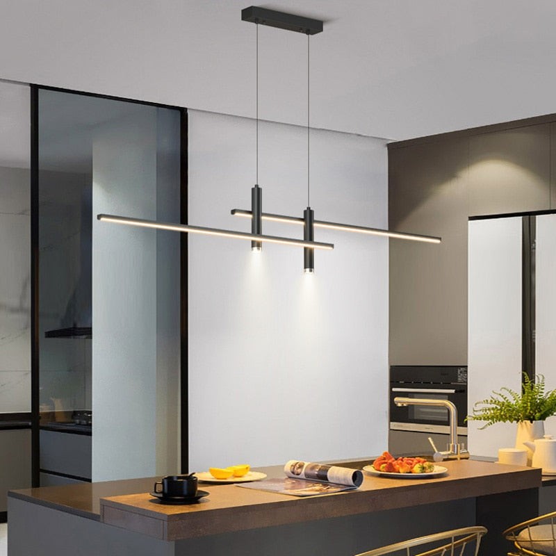 Modern Minimalist Sleek Metal Rod Chandelier M133