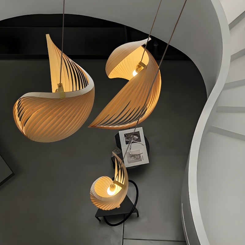 Creative Wooden Nautilus Shell Pendant Light S170