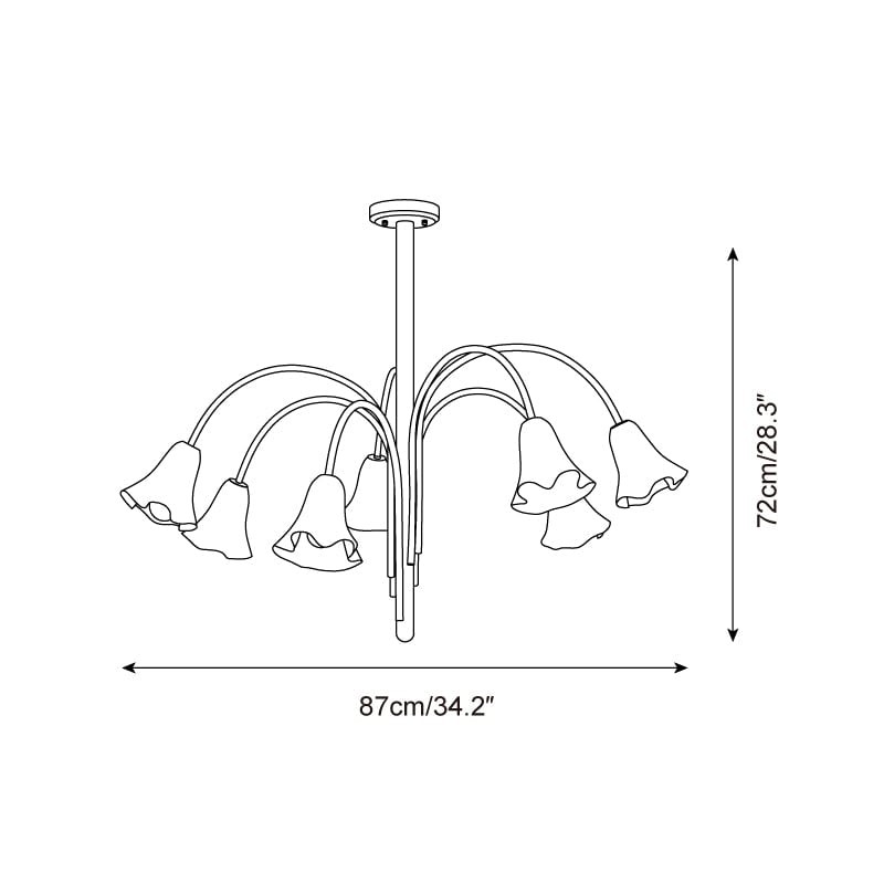 Bellina Modern Romantic Chandelier - Botanical Lily Design with Glass Flowers T280