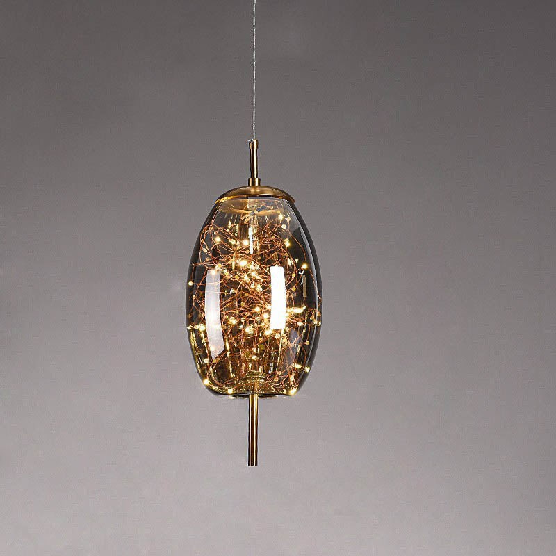 Scandinavian Cylinder Oval Glass Pendant Light M163