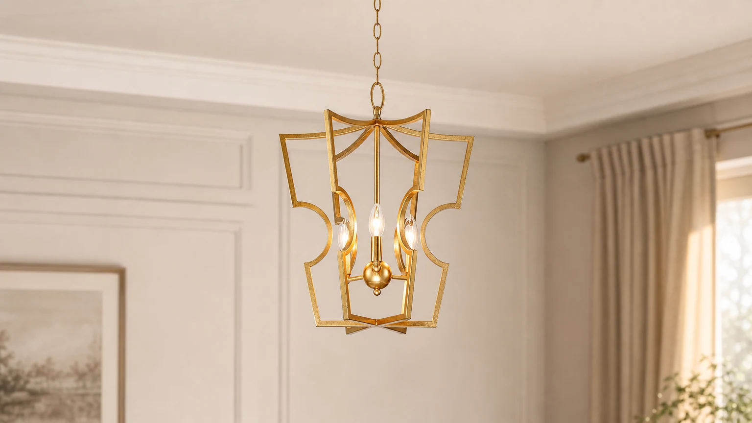 Lampa wisząca Sunsus D452 z mosiądzu wisząca w pomieszczeniu