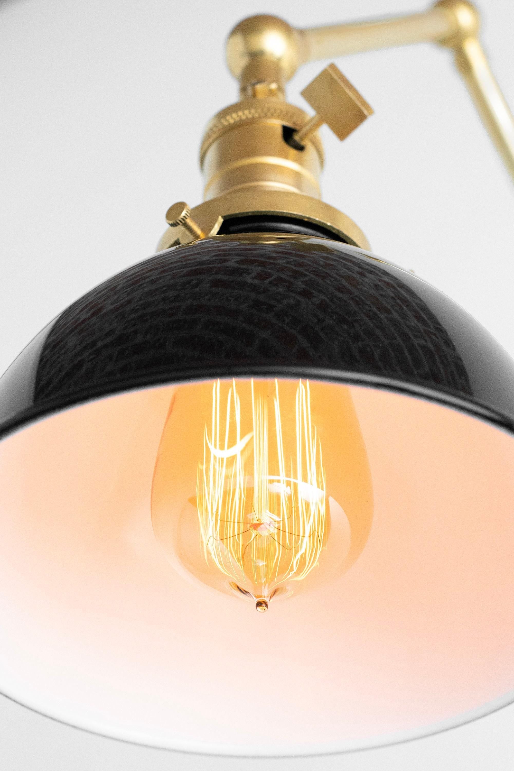 Conique Metal Vintage Industrial Swing Arm Wall Lamp - Adjustable Dome Shade for Study T313