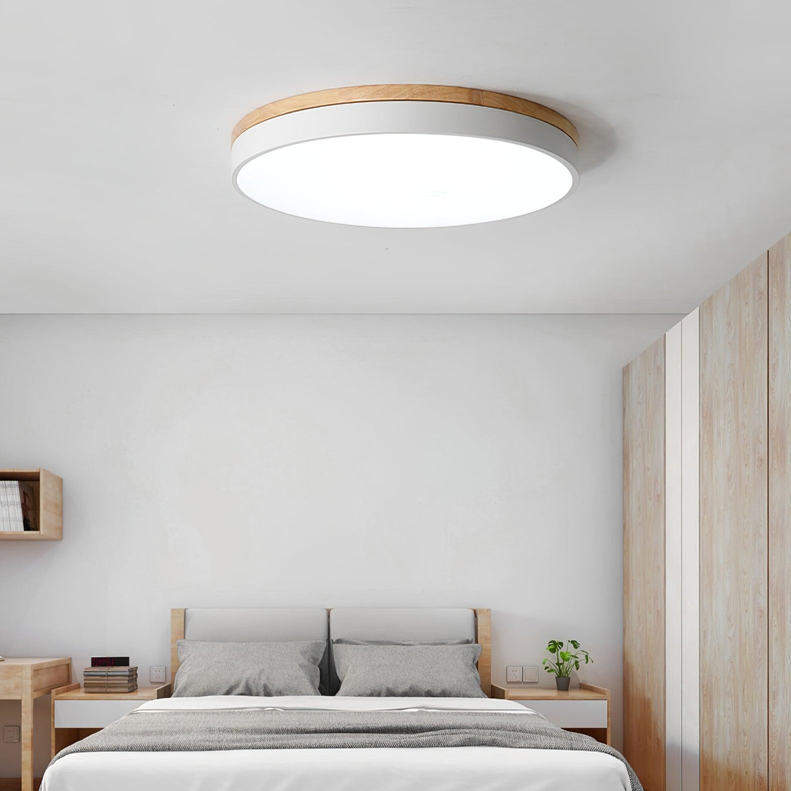 White Round Wooden Ceiling Lamp M298