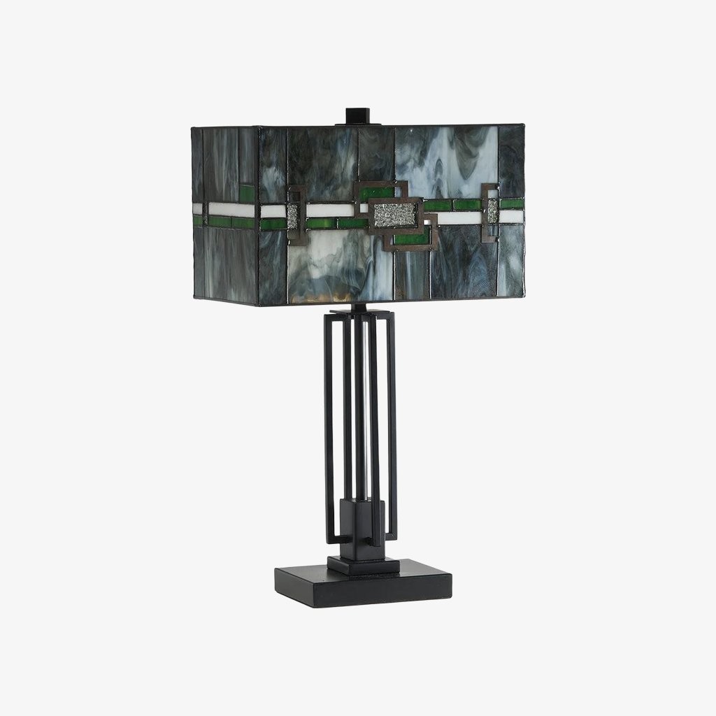 Culletto Stained-Glass Rectangular Table Lamp - Artisan Look for Bedrooms and Hallways T646