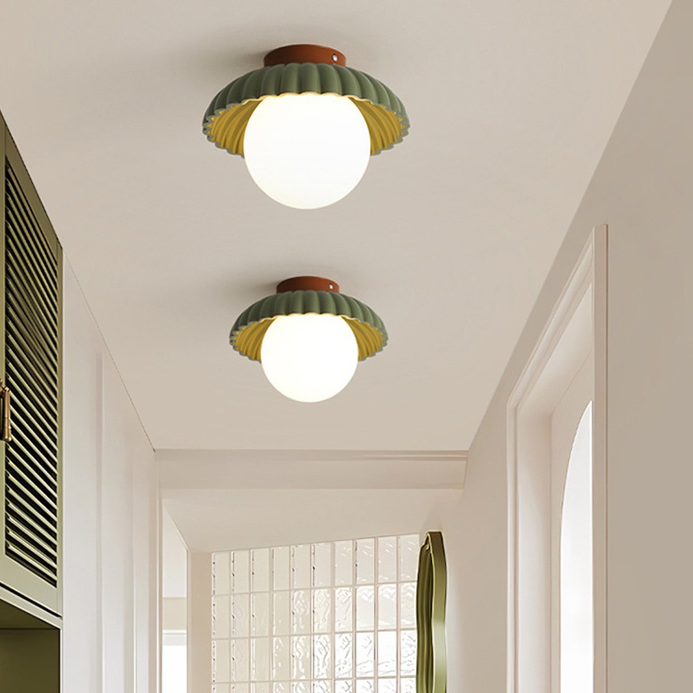 Cream Flower Bud Glass Hallway Ceiling Light S161