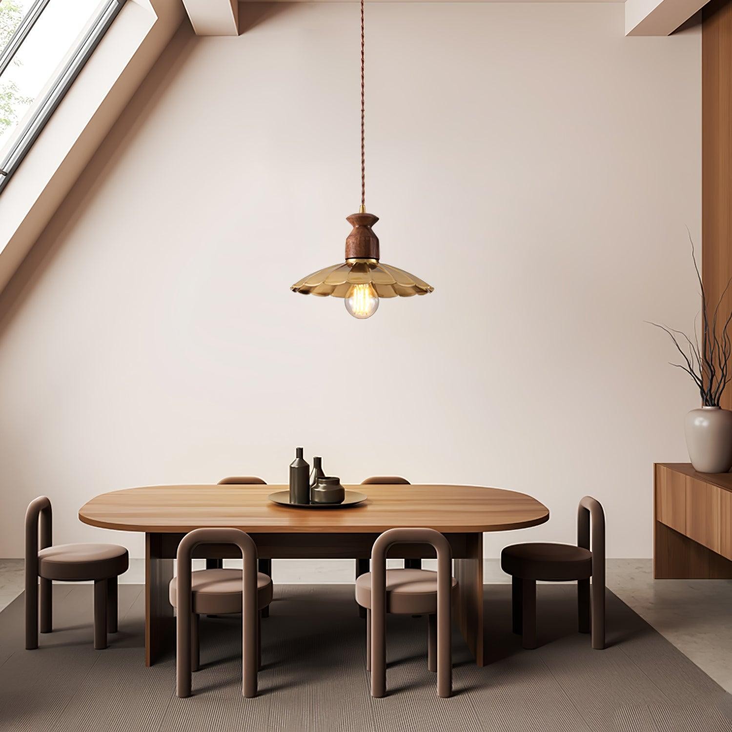Round Brass Metal Badge Gold Pendant Lamp M84