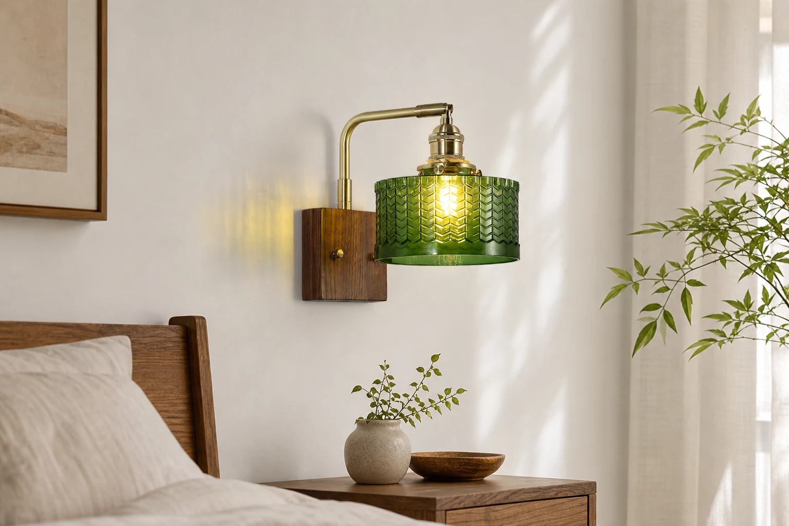 Lifestyle'owa scena pokoju z modną lampą ścienną do sypialni M169