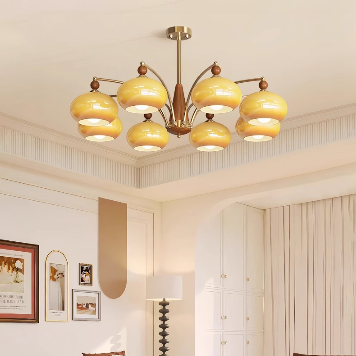 Vintage Multihead Persimmon Chandelier M431