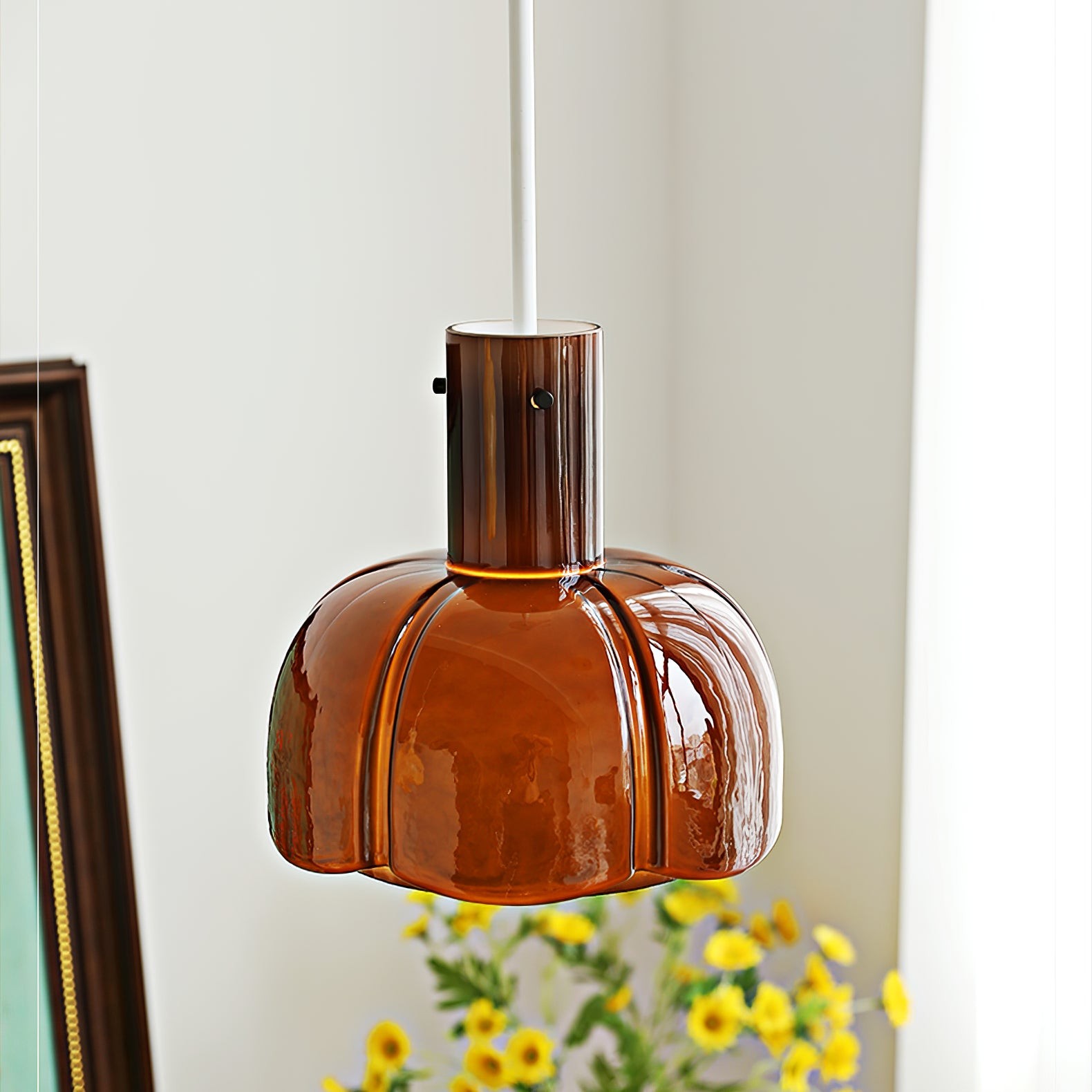 French Pastoral Style Petal Glass Pendant Light M123