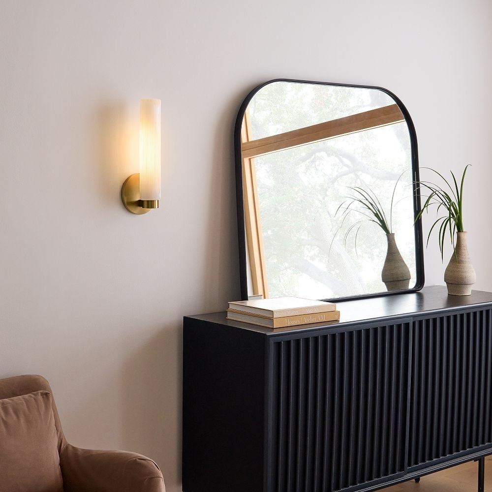 Rivora Fluted Glass Indoor Outdoor Sconce - Modern Wall Light for Home Decor T097