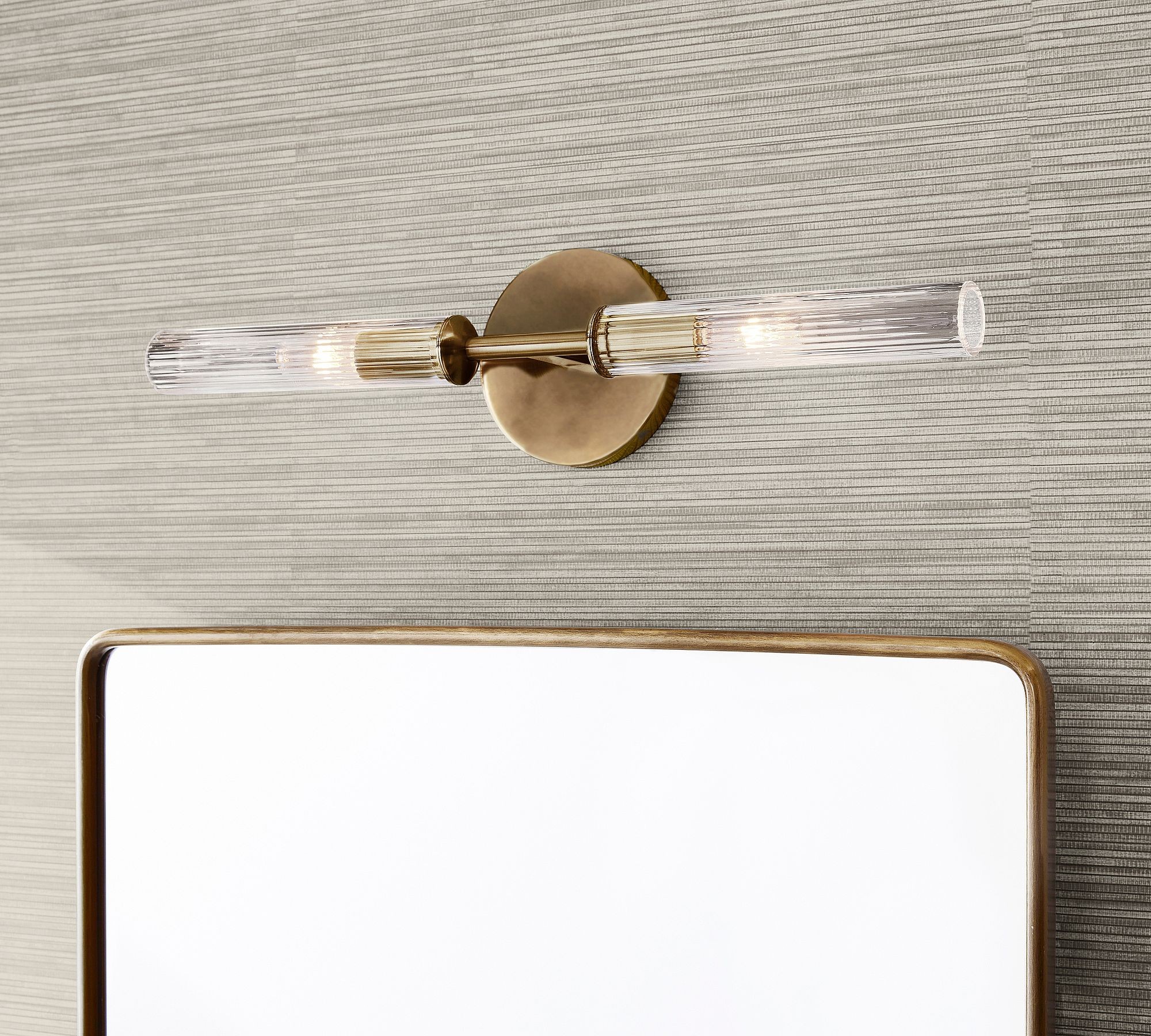 Bravira Ribbed Glass Wall Lamp - Tube Metal Light in Classic Finishes T075