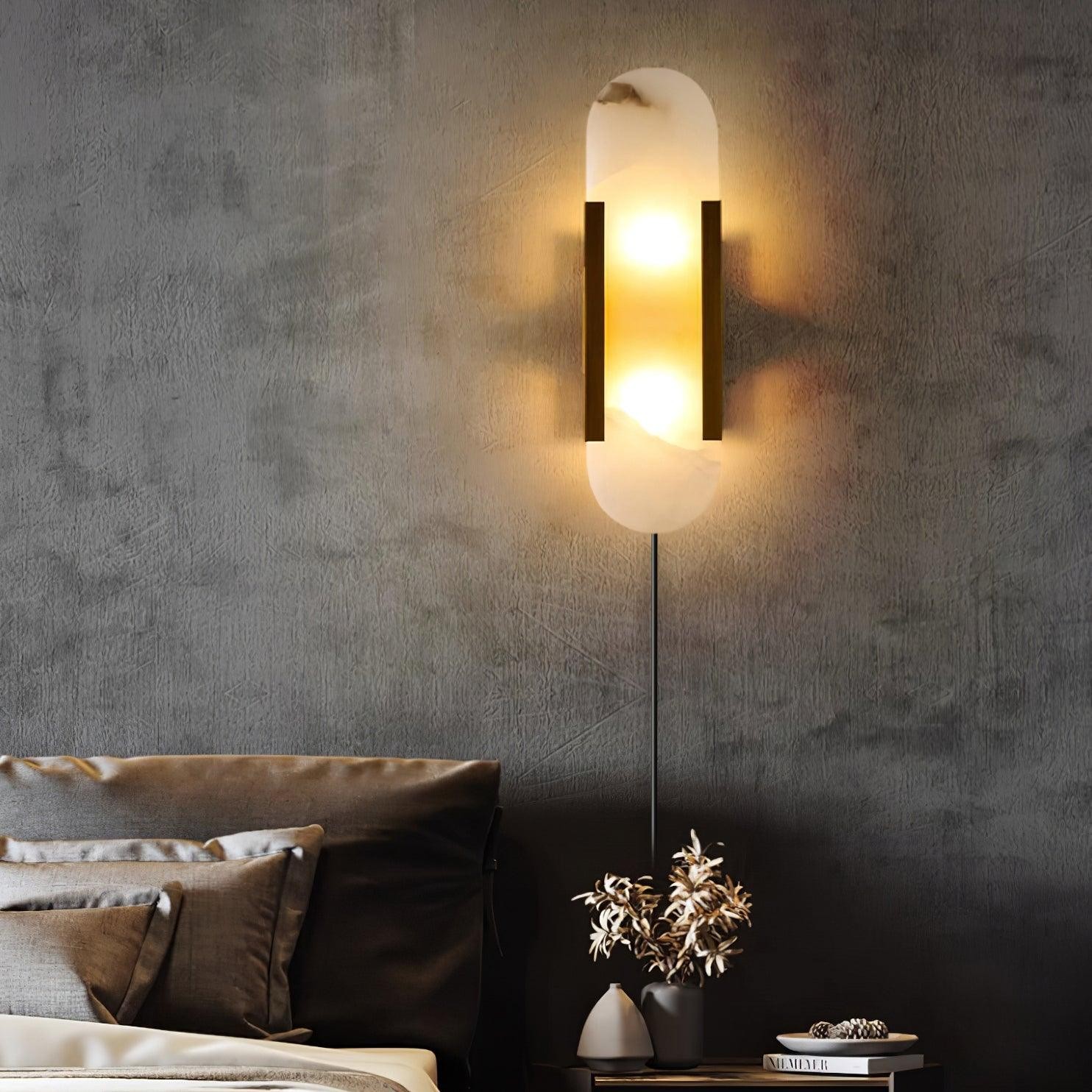 Alabaster Elongated Plug In Wall Lamp M237
