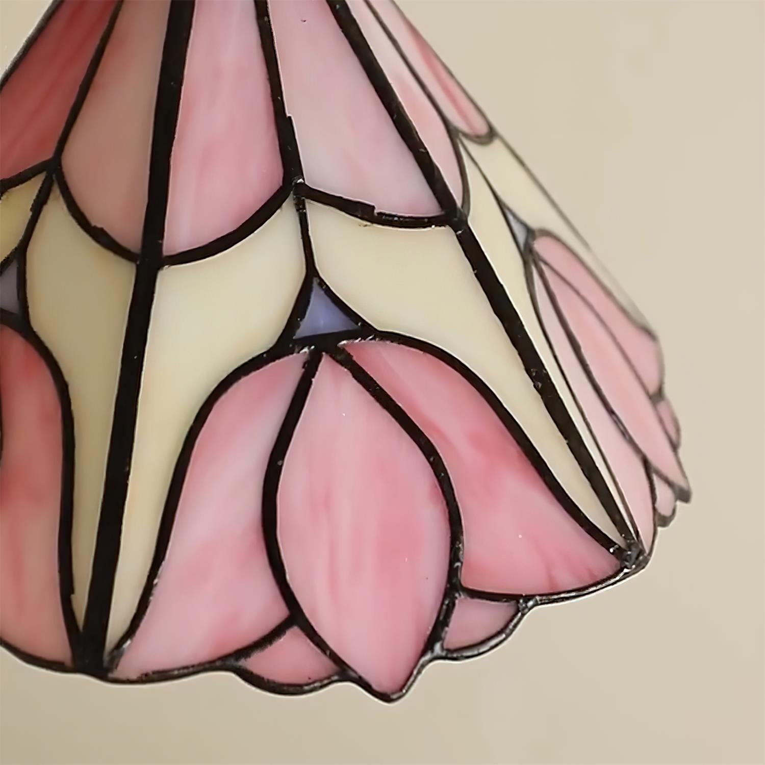 Sevra Floral Stained Glass Pendant Light Tiffany Inspired Hanging Ceiling Lamp for Living Room T564