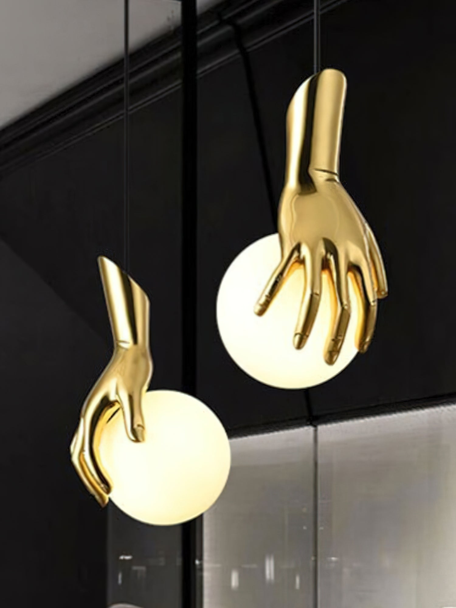 Hand Holding Globe Pendant Light D451