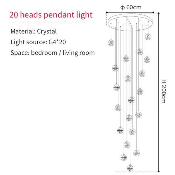 Crystal Ball Pendant Light For Living Room