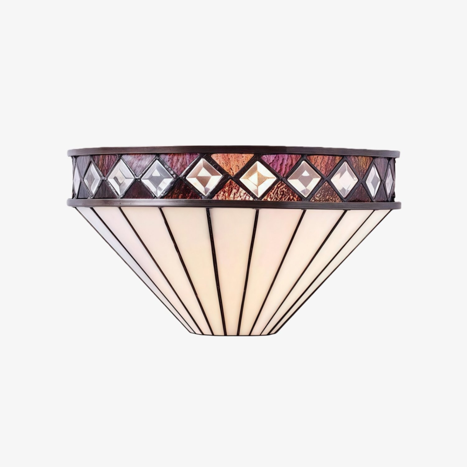 TF Fargo Art Deco Wall Light with Diamond Motif Design - Glass Wall Sconce for Hallway & Bedroom T636