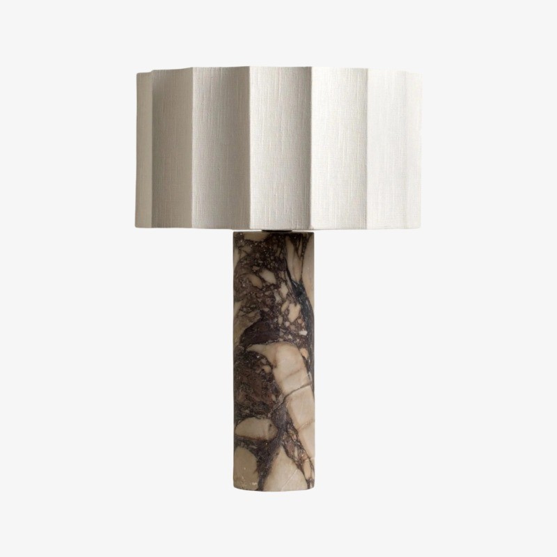 Cavilon Table Lamp with Fan-Shaped Linen Shade - Stone Finishes Suitable for Living Rooms T476
