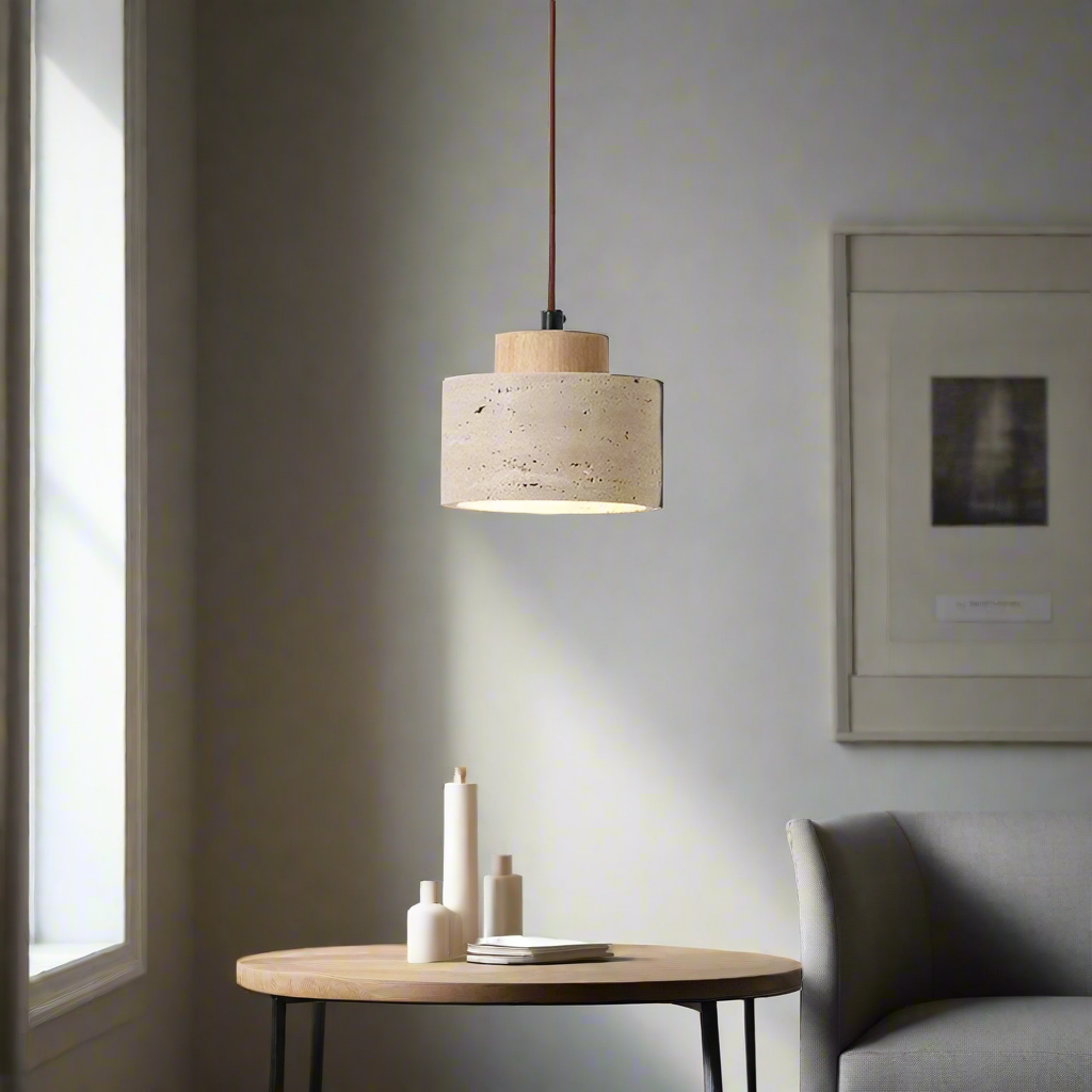 Nordic Travertine Clear Minimalist Pendant Light D914