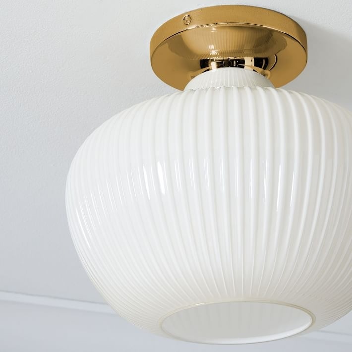 Rivrona Glass Flush Mount Ceiling Light - Modern Champagne Globe Design T107