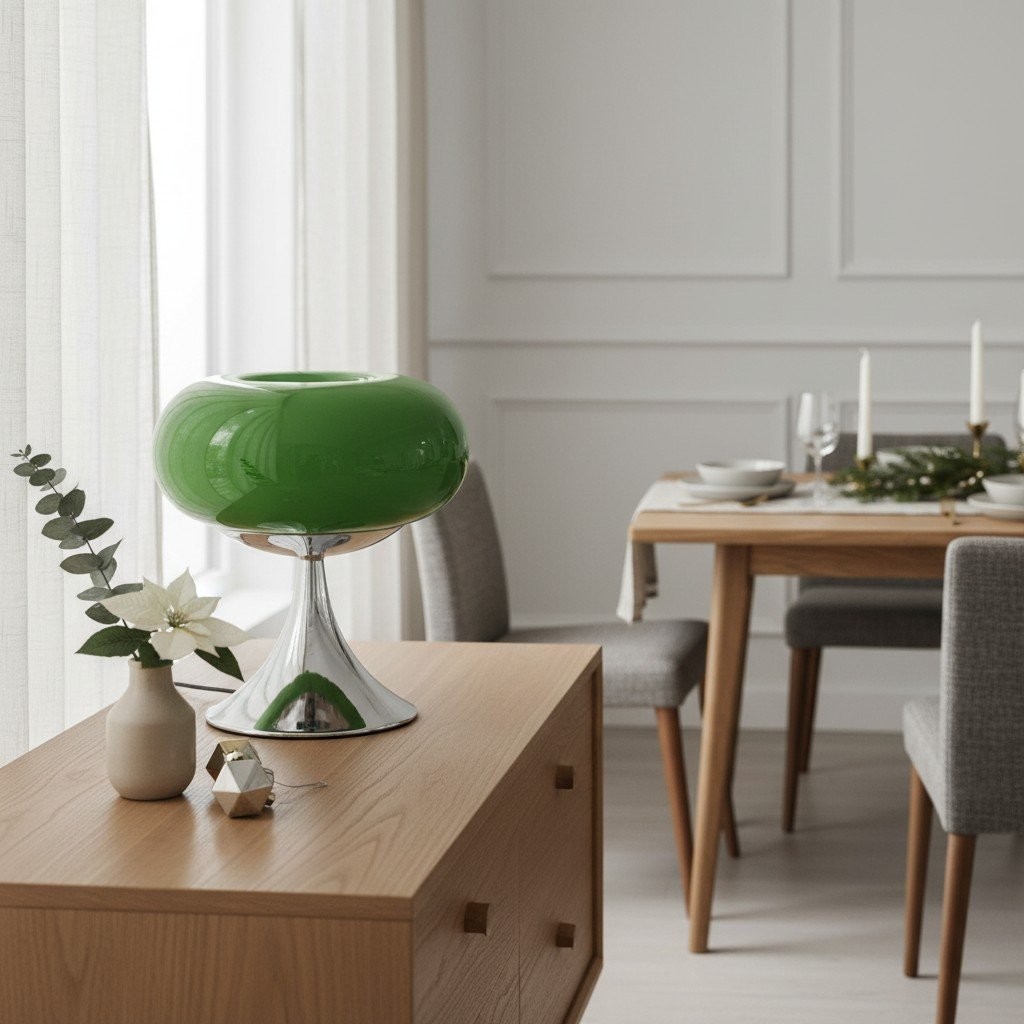 Lollora Decorative Table Lamp - Sculptural Glass Accent Light for Bedroom or Living Room T534