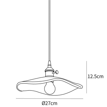Schemat wymiarowy szklanej lampy wiszącej M474 w kształcie płatków kwiatu