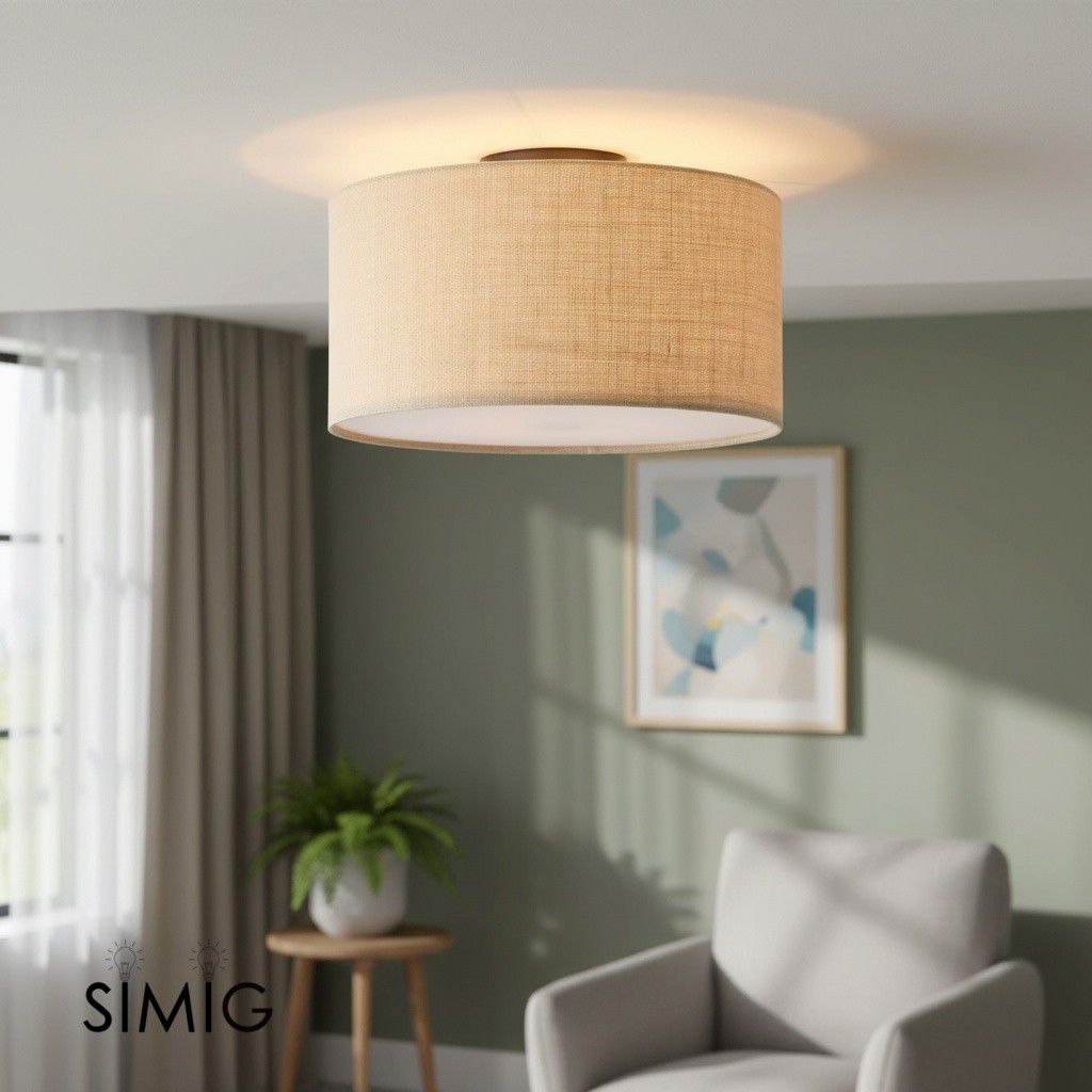 Jelvane Linen Drum Shade Ceiling Lamp T078
