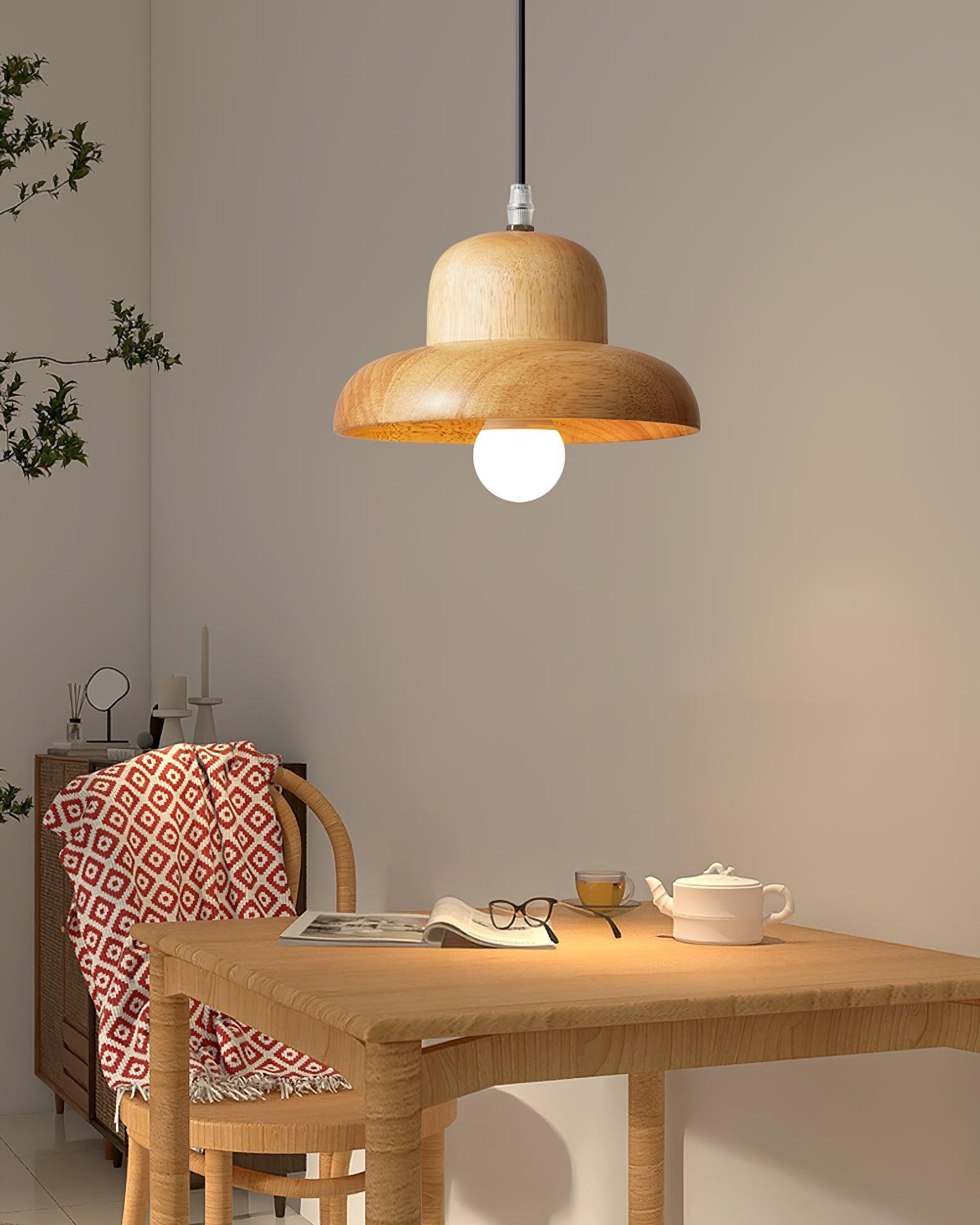 Wood Hat Pendant Lamp M296