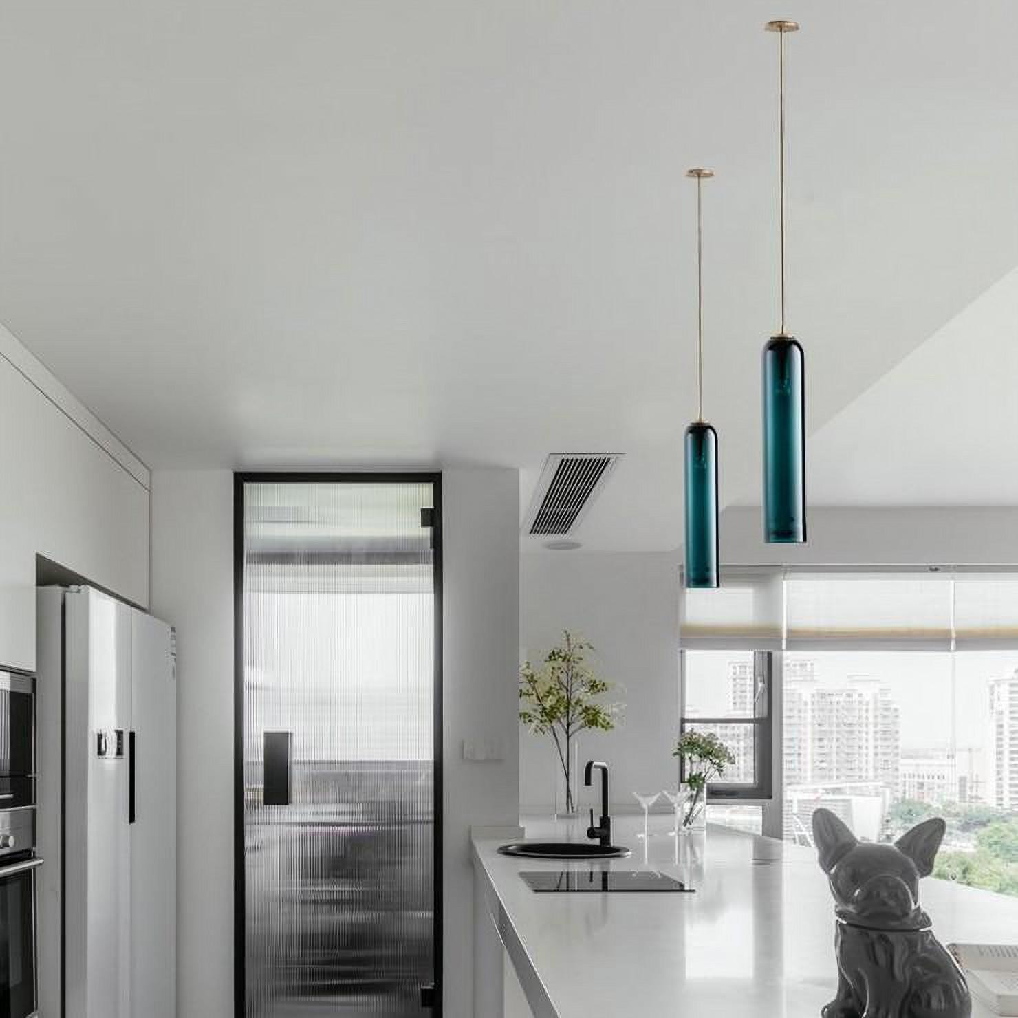 Float Blown Glass Cylindrical Pendant Lamp