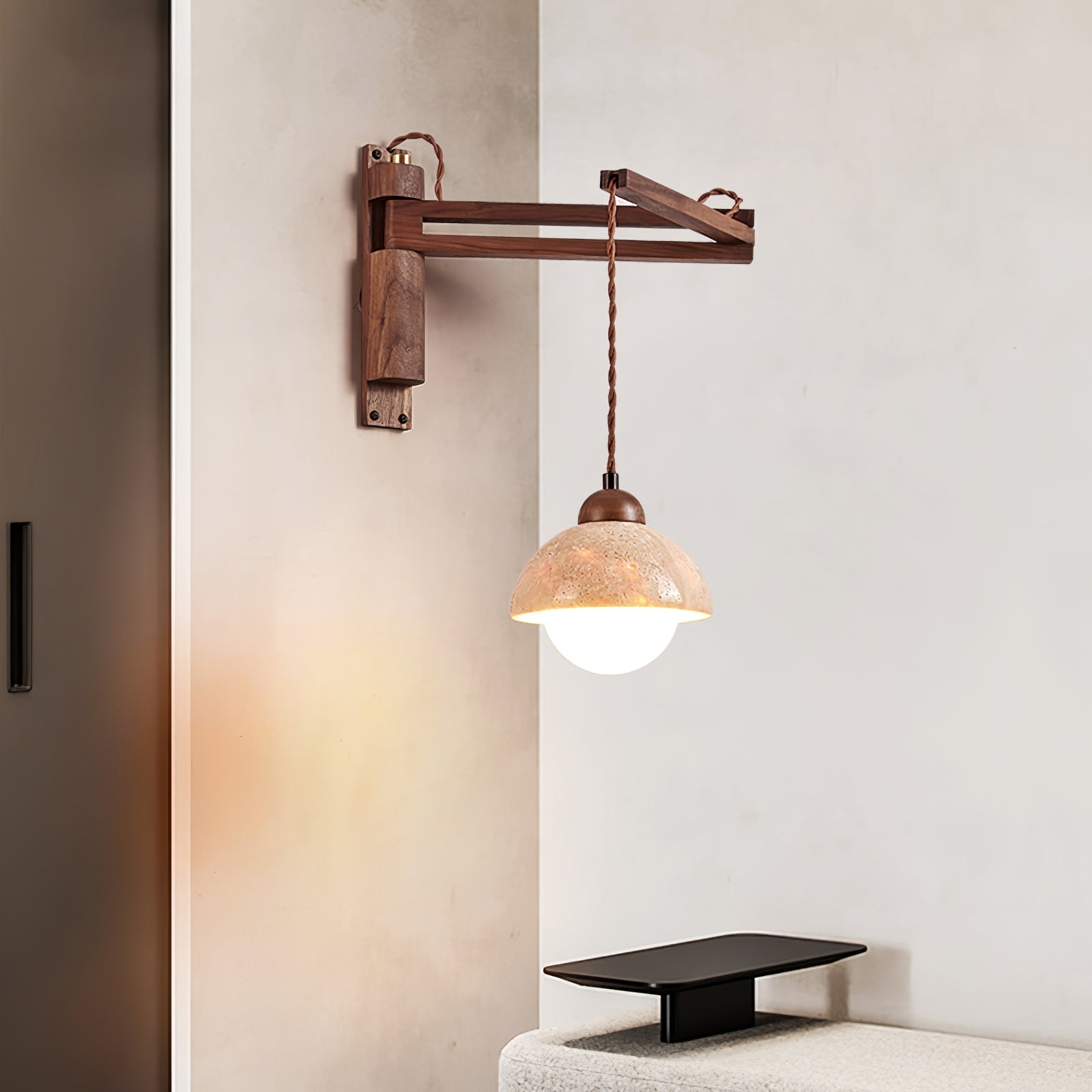 Adjustable Travertine Dome Wall Sconce D382