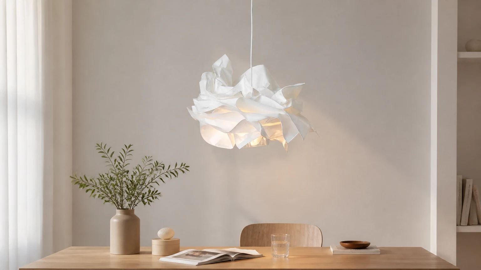 Lampa wisząca Art Decor DIY Paper Cloud S112 w scenie z ciepłym pomieszczeniem