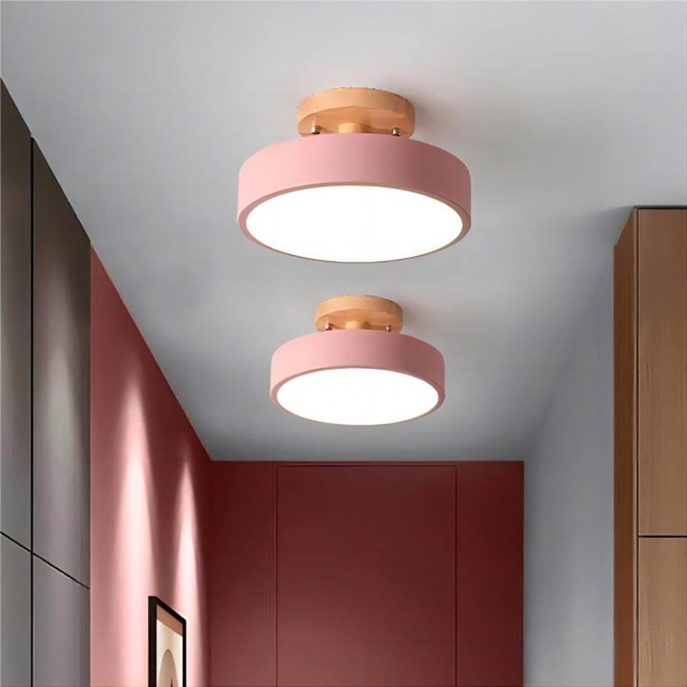 Nordic Macaroon Wooden Round Ceiling Lamp S82