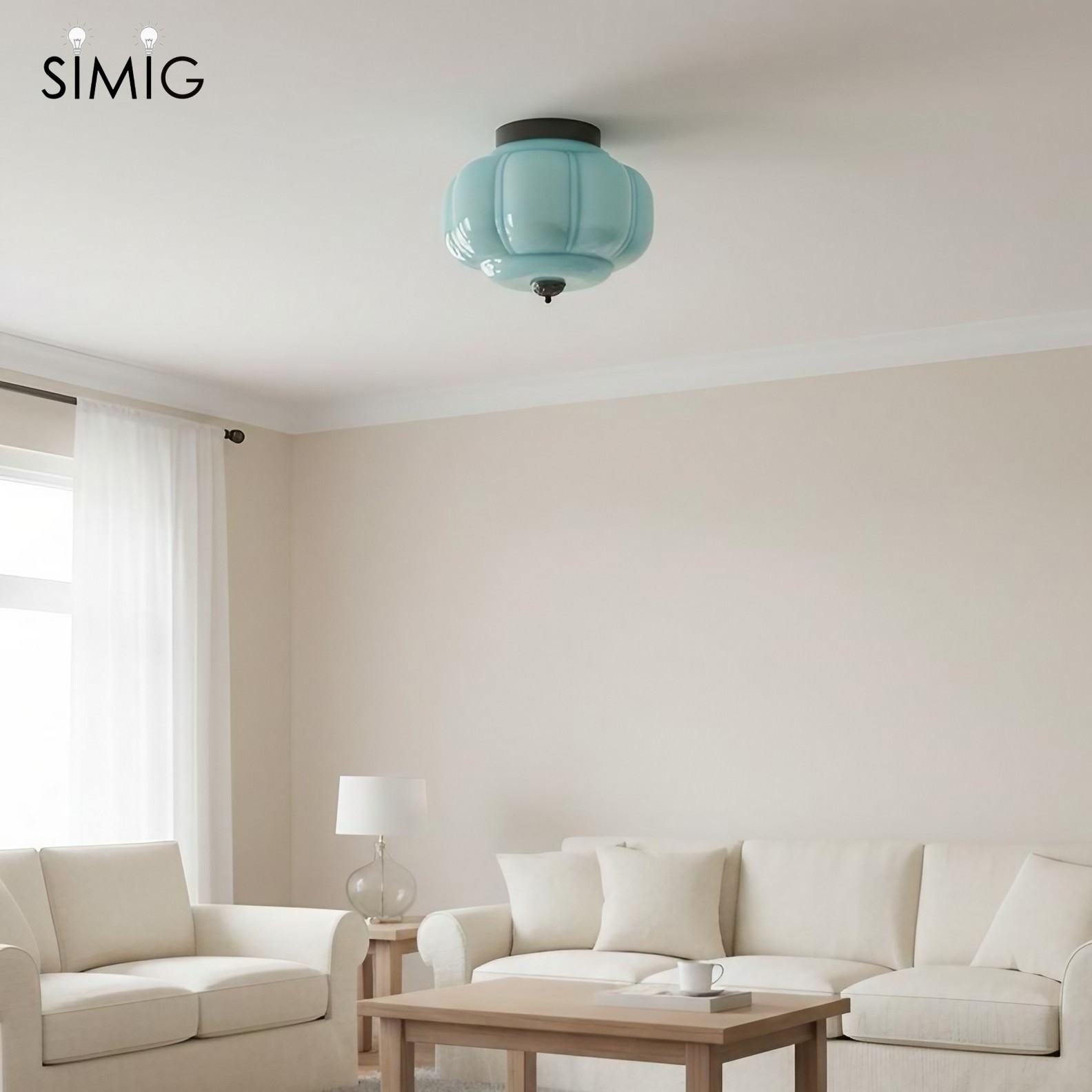 Eloise Retro Milk Glass Semi Flush Mount Ceiling Light G55