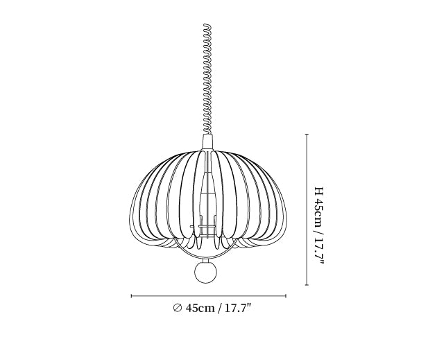 Dimensjonsdiagram for justerbar pendellampe Gresskar M30