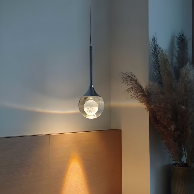 Moon Round Clear Glass Pendant Light S182