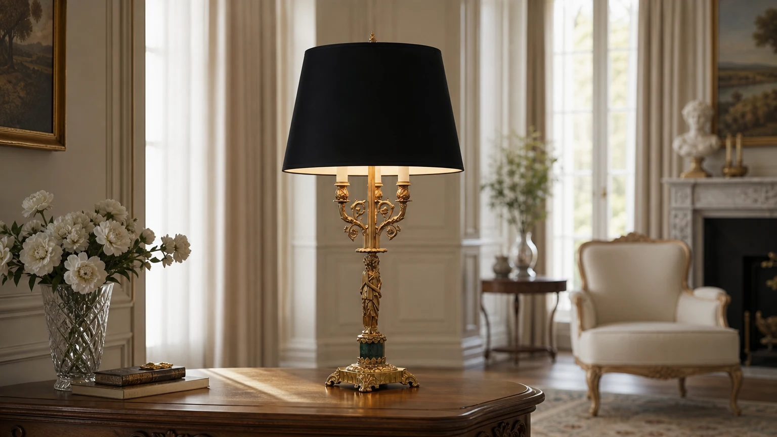 Lampa stołowa Metamorphosis D751 w ciepłej scenerii wnętrza