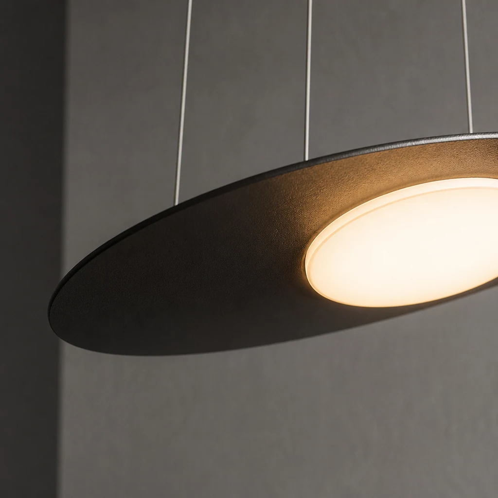 Zbliżenie na materiał lampy wiszącej M61 i wykończenie klosza
