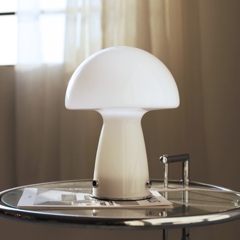 Vintage Bauhaus Glass Mushroom Table Lamp S79