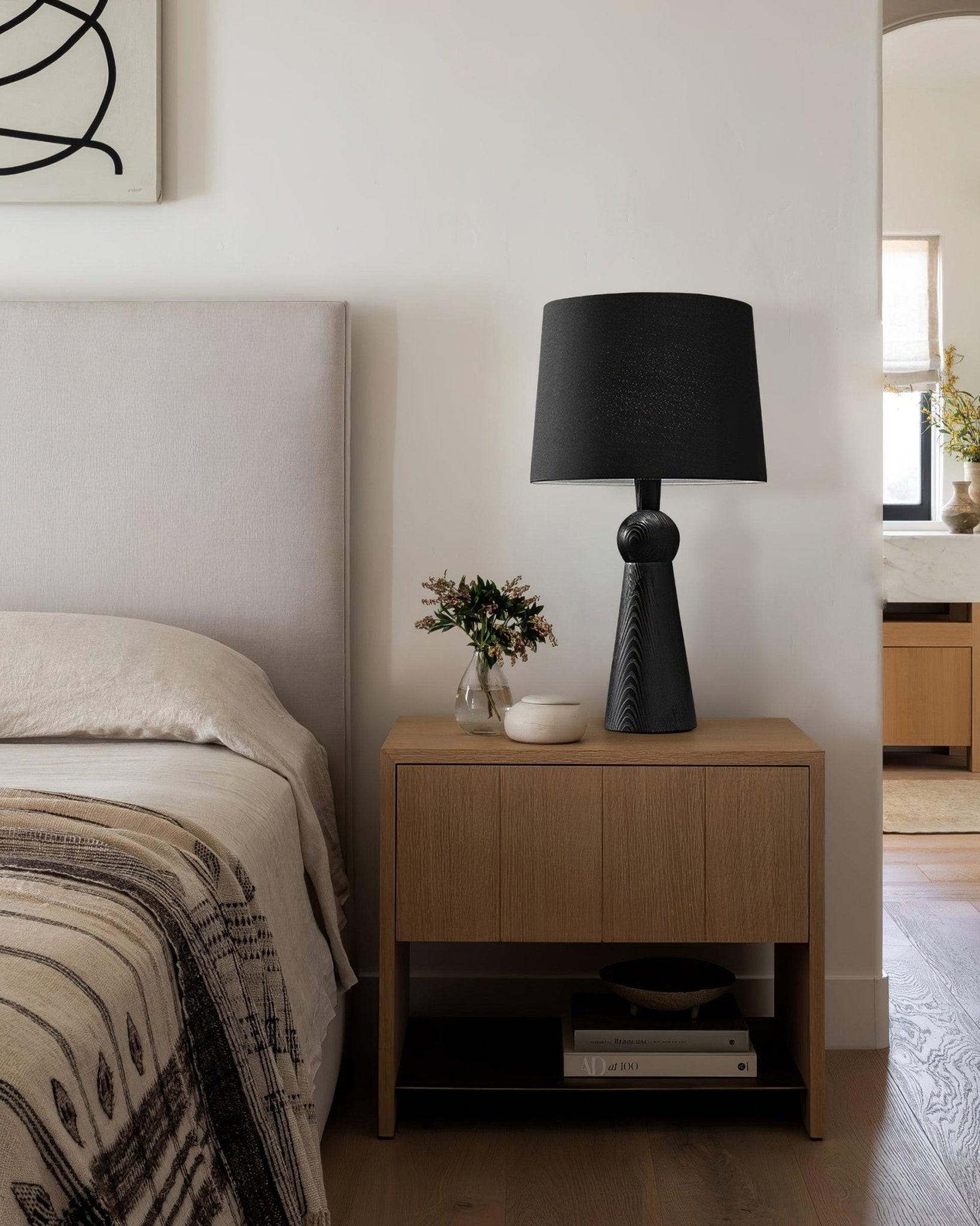 Nordic Retro Solid Wood Fabric Table Lamp M87