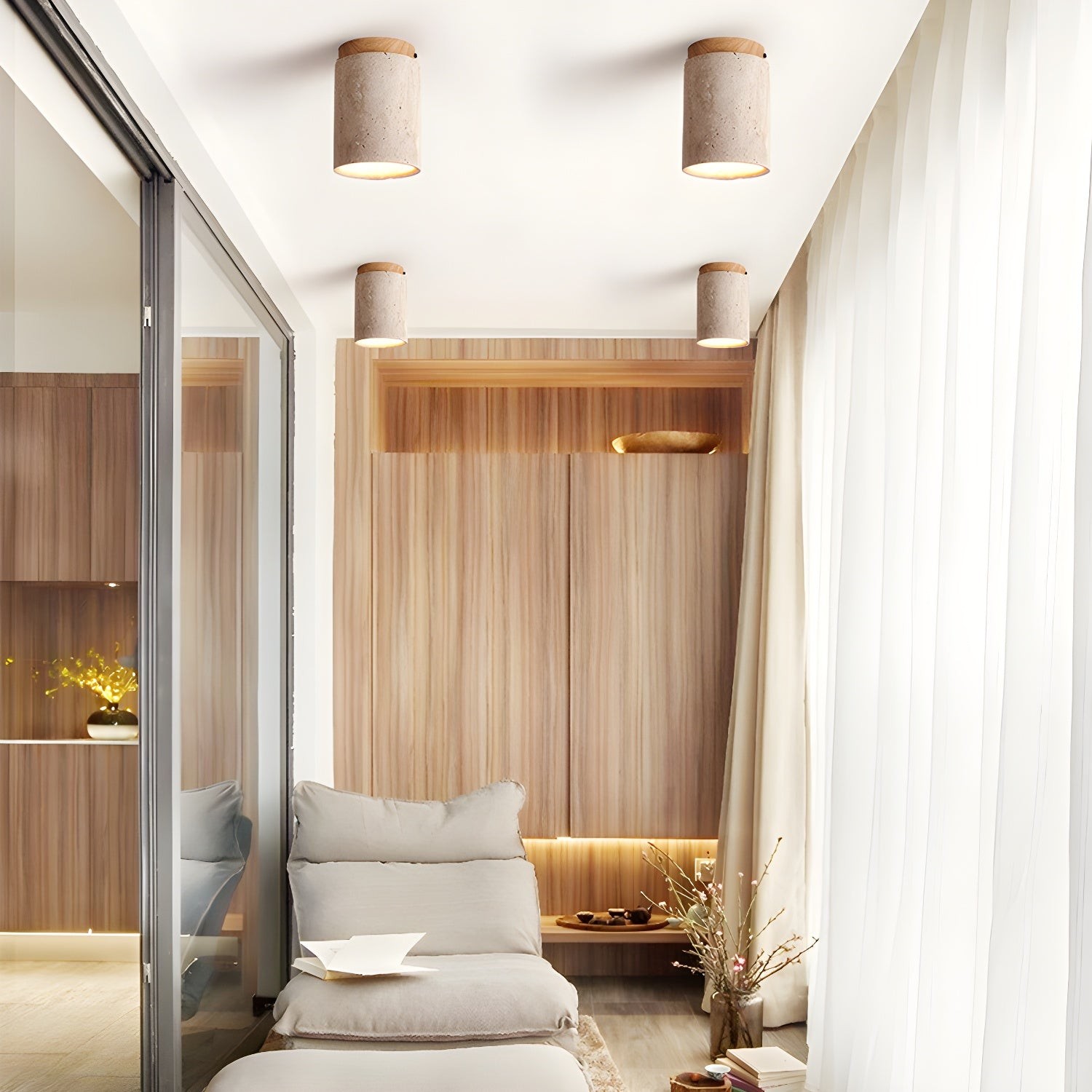Marble Travertine Column Ceiling Lamp M510