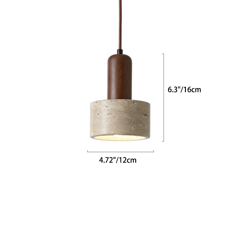 Traditional Retro Cylindrical Solid Wood Pendant Lamp M106