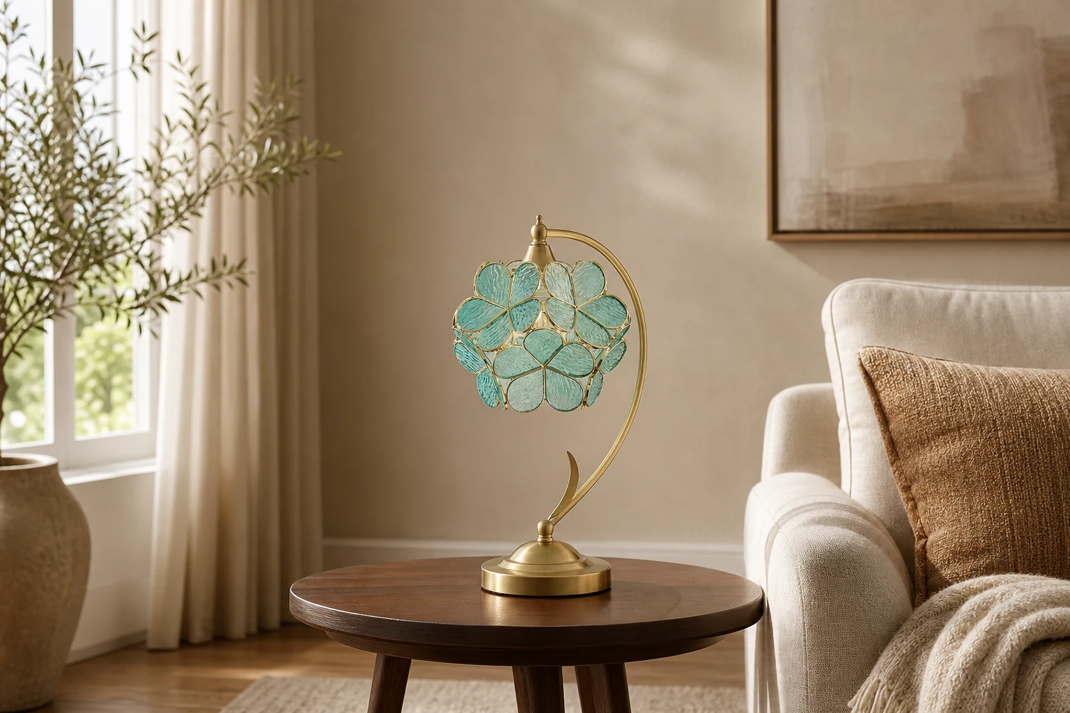 Lampa stołowa Serenity Petal D212 stylizowana na stół wewnętrzny