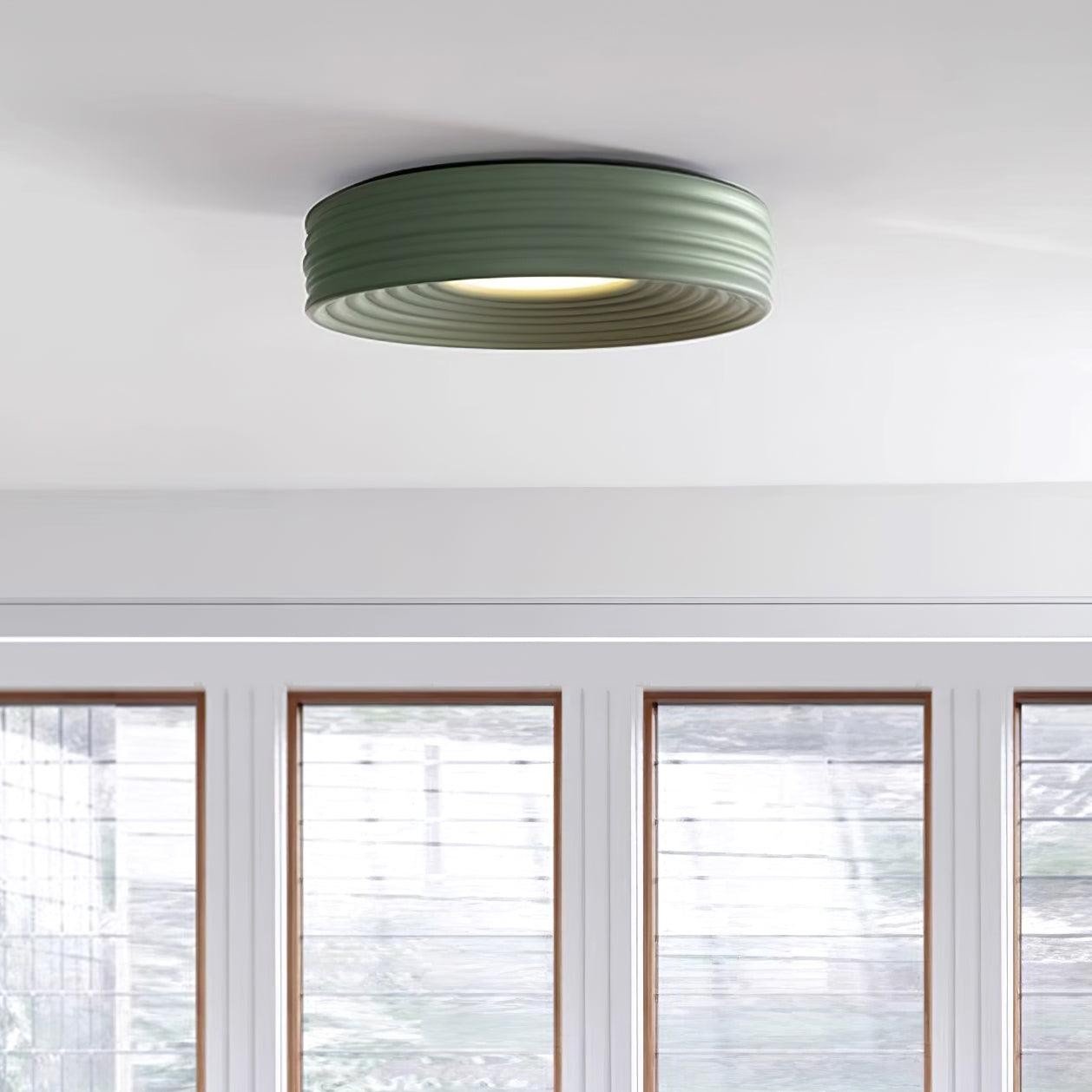 Cream Ribbed Three-color Changing Ceiling Light M392