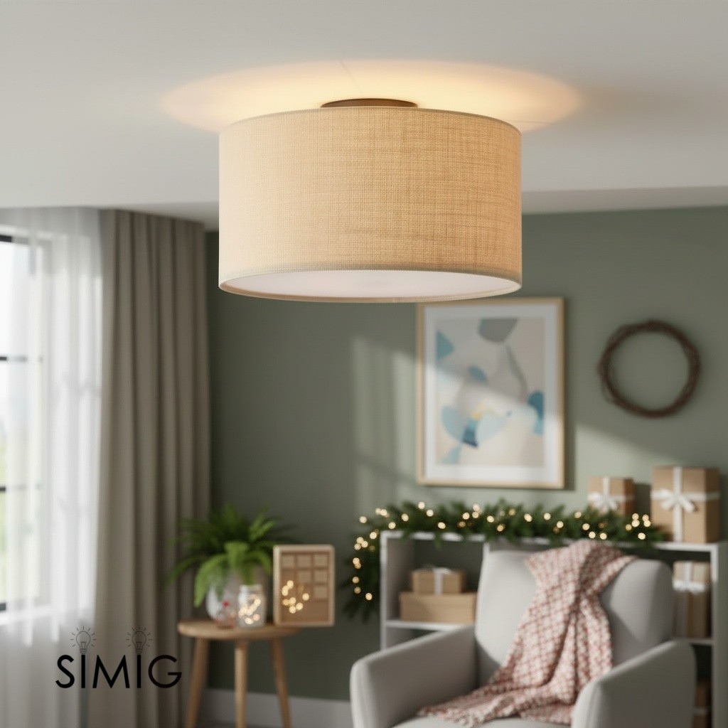 Jelvane Linen Drum Shade Ceiling Lamp T078