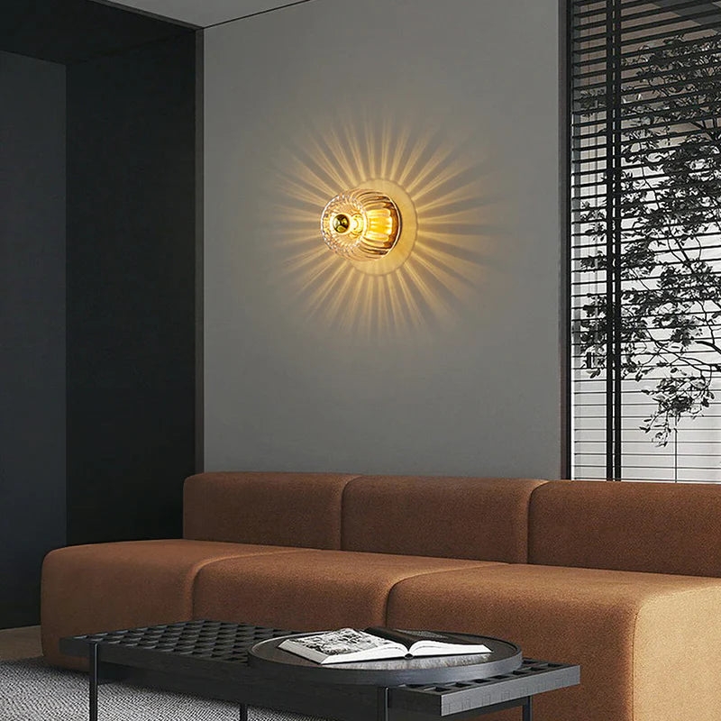 Clara Rays Contemporary Brass Glass Ceiling Light D951