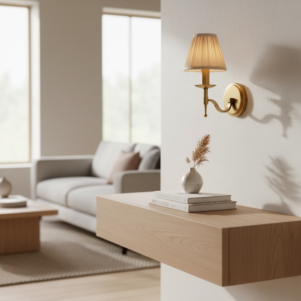 Tela Traditional Brass Wall Light - Classic Curved-Arm Sconce for Living Room & Hallway T655