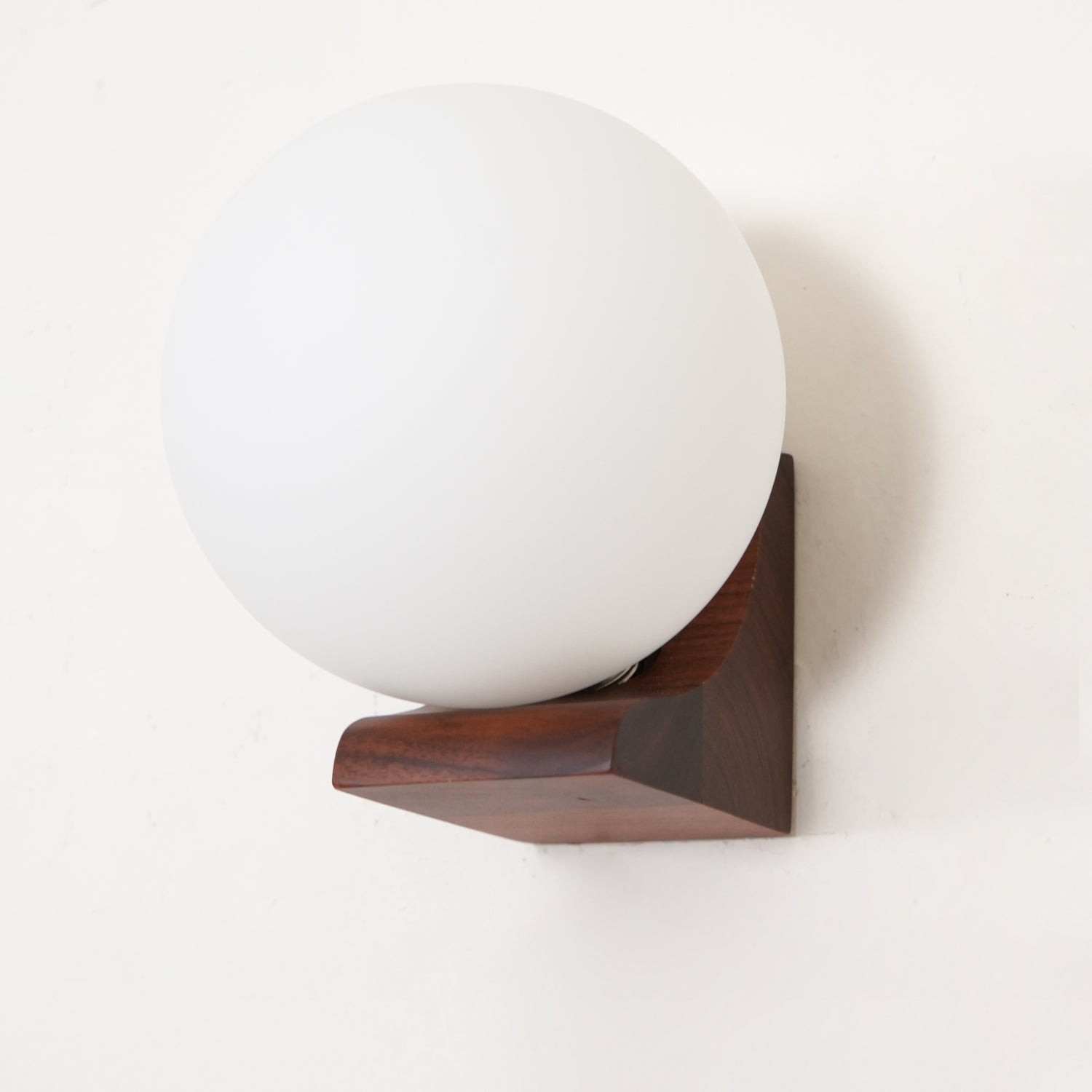 Minimalist Wooden Geometric Bracket Glass Globe Wall Lamp M477