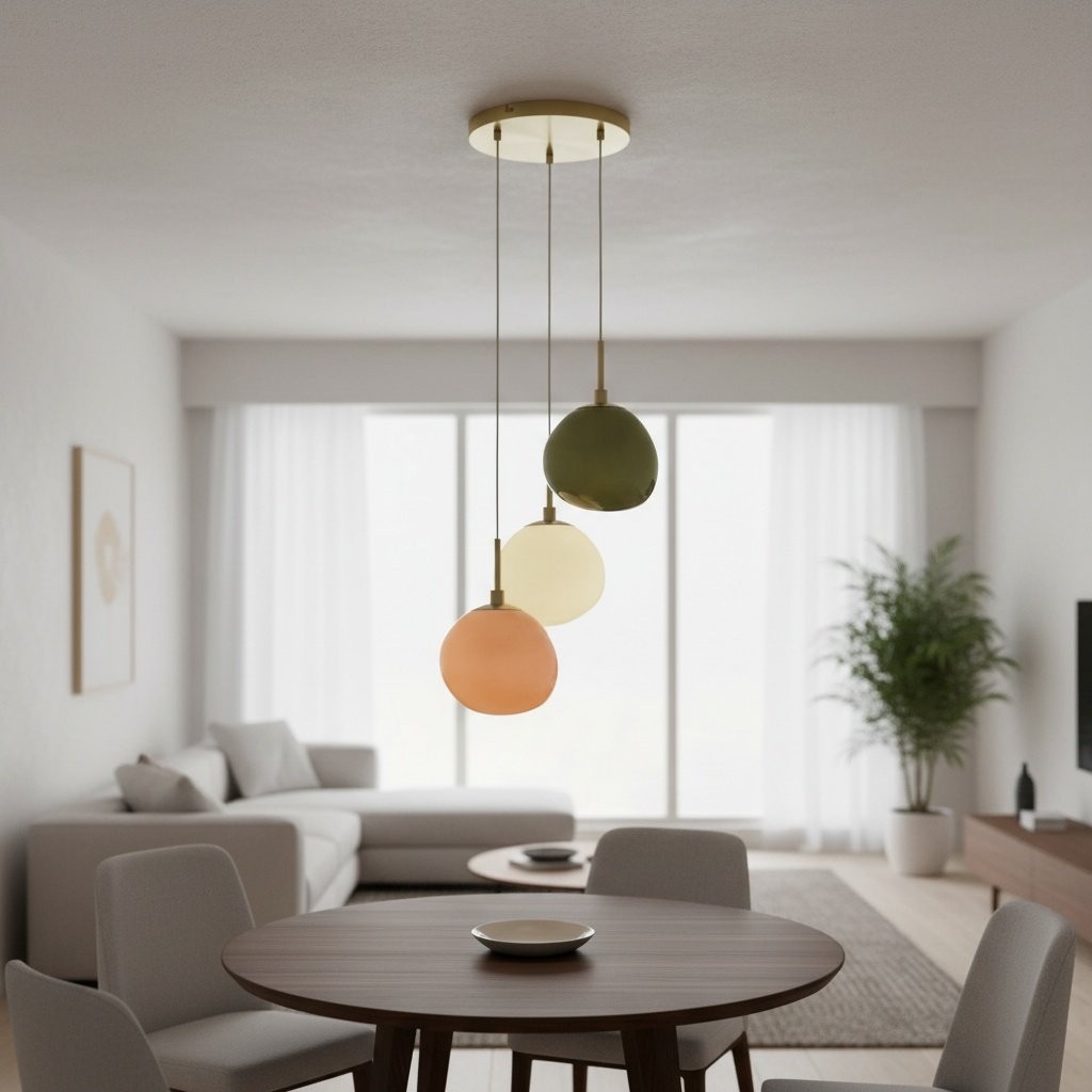 Multi-Shade Opal Glass Pendant - Cluster Hanging Lamp T420