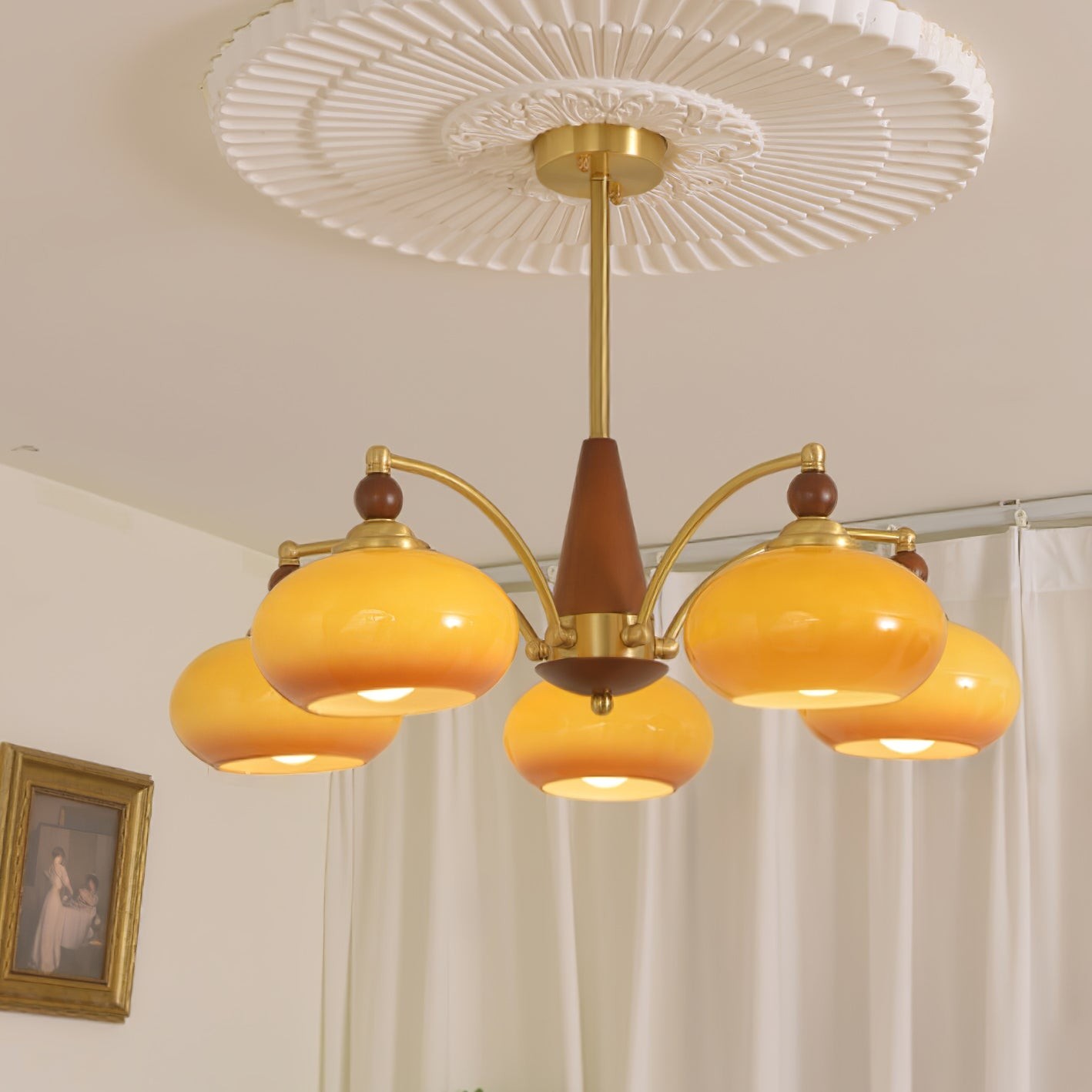 Vintage Multihead Persimmon Chandelier M431