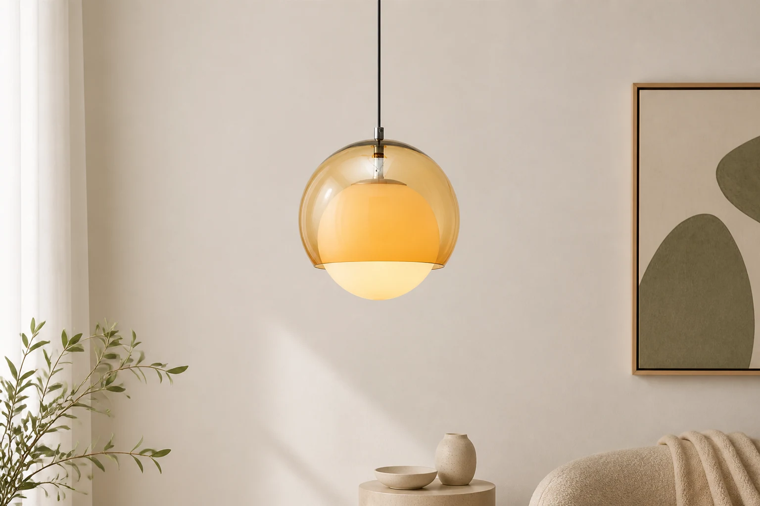 Lampa wisząca Misty D39 w scenie pokoju lifestylowego